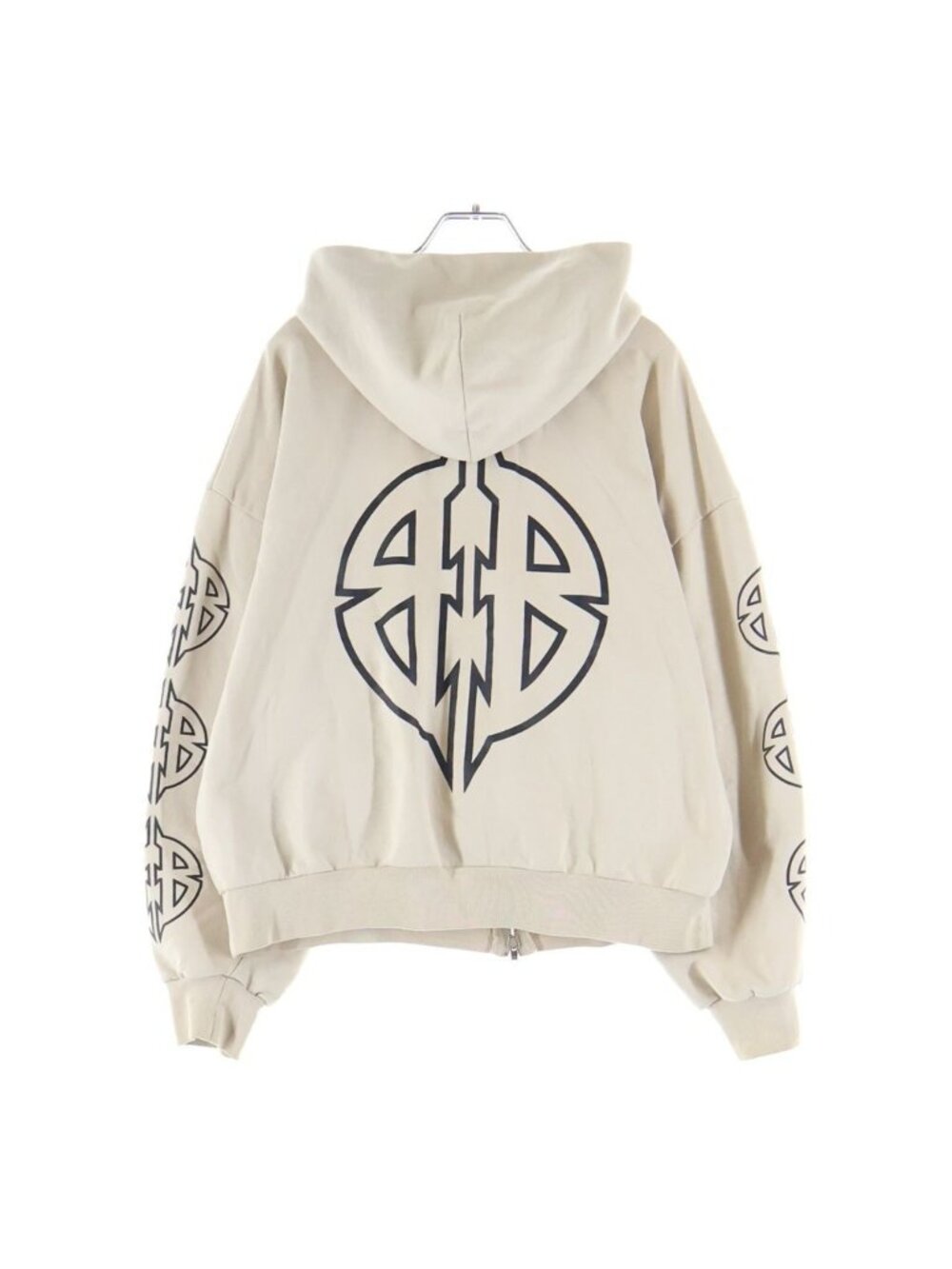 Balenciaga BB Metal Stencil Zip-up Hoodie BB Up Beige